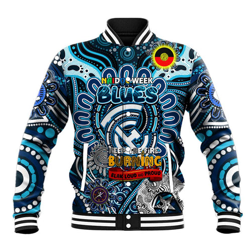 Custom Carlton Blues NAIDOC Week 2024 Baseball Jacket Mascot Football