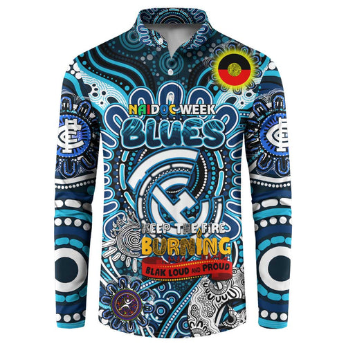 Custom Carlton Blues NAIDOC Week 2024 Button Sweatshirt Mascot Football
