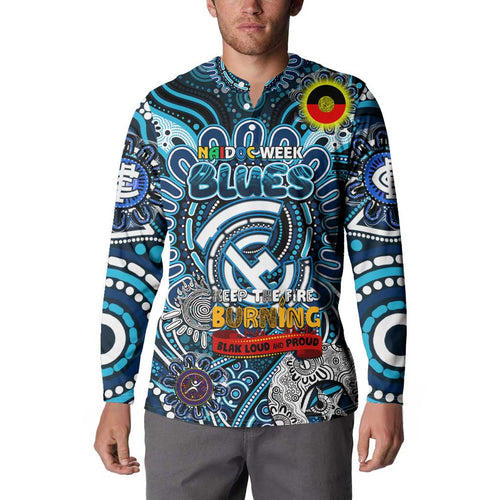 Custom Carlton Blues NAIDOC Week 2024 Button Sweatshirt Mascot Football