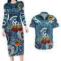 Custom Carlton Blues NAIDOC Week 2024 Couples Matching Long Sleeve Bodycon Dress and Hawaiian Shirt Mascot Football