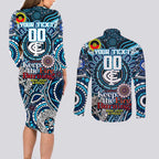 Custom Carlton Blues NAIDOC Week 2024 Couples Matching Long Sleeve Bodycon Dress and Long Sleeve Button Shirt Mascot Football