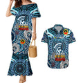 Custom Carlton Blues NAIDOC Week 2024 Couples Matching Mermaid Dress and Hawaiian Shirt Mascot Football