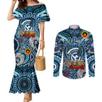 Custom Carlton Blues NAIDOC Week 2024 Couples Matching Mermaid Dress and Long Sleeve Button Shirt Mascot Football