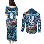Custom Carlton Blues NAIDOC Week 2024 Couples Matching Puletasi and Long Sleeve Button Shirt Mascot Football
