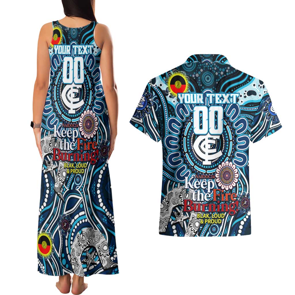 Custom Carlton Blues NAIDOC Week 2024 Couples Matching Tank Maxi Dress and Hawaiian Shirt Mascot Football