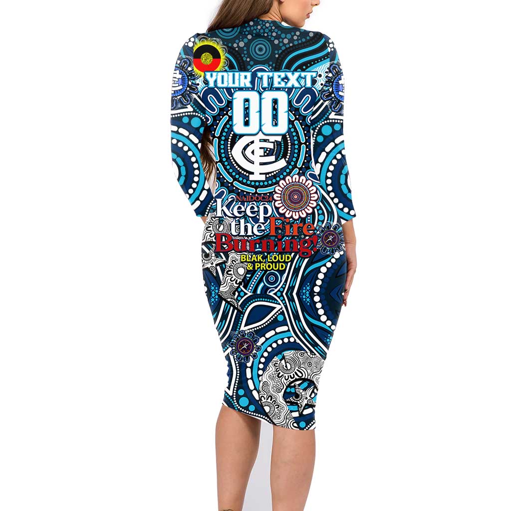 Custom Carlton Blues NAIDOC Week 2024 Family Matching Long Sleeve Bodycon Dress and Hawaiian Shirt Mascot Football