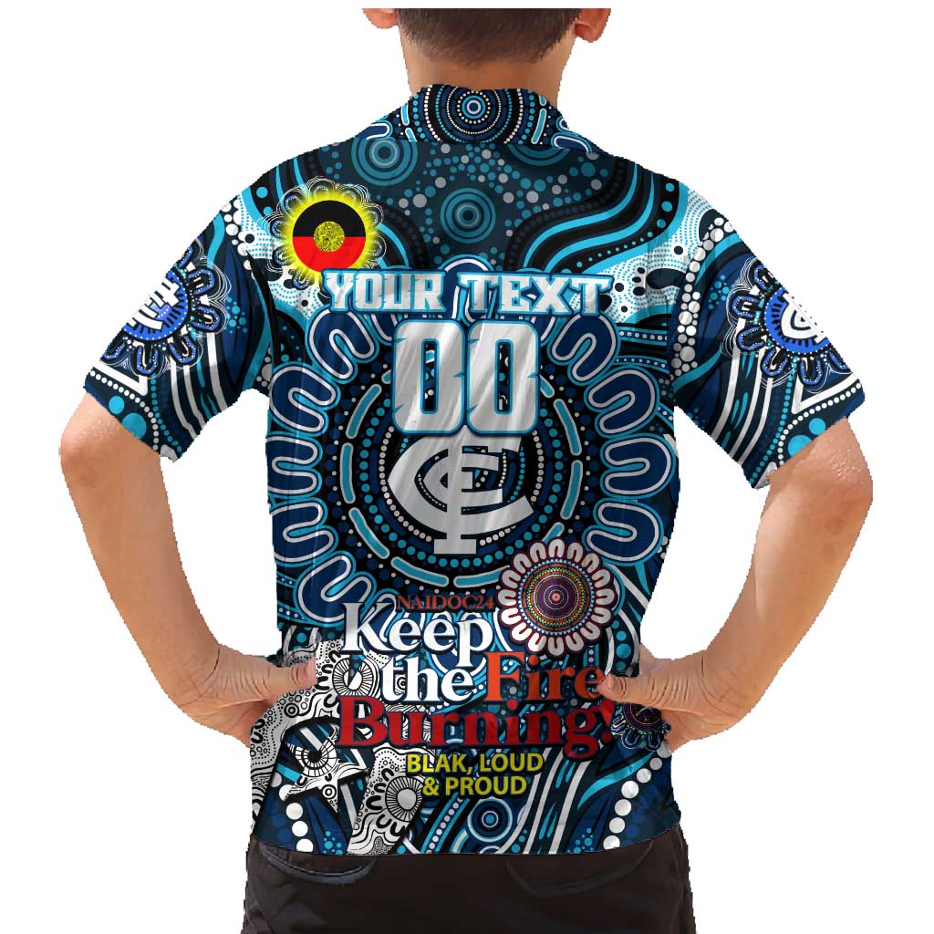 Custom Carlton Blues NAIDOC Week 2024 Family Matching Mermaid Dress and Hawaiian Shirt Mascot Football