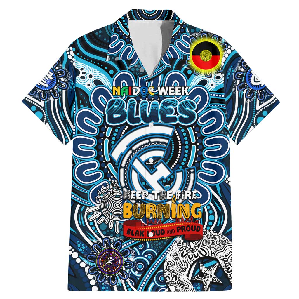 Custom Carlton Blues NAIDOC Week 2024 Family Matching Mermaid Dress and Hawaiian Shirt Mascot Football