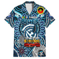Custom Carlton Blues NAIDOC Week 2024 Family Matching Off The Shoulder Long Sleeve Dress and Hawaiian Shirt Mascot Football