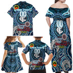 Custom Carlton Blues NAIDOC Week 2024 Family Matching Off Shoulder Maxi Dress and Hawaiian Shirt Mascot Football