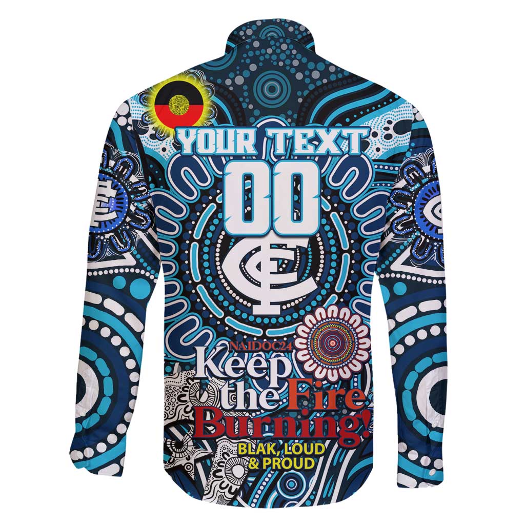 Custom Carlton Blues NAIDOC Week 2024 Family Matching Off Shoulder Maxi Dress and Hawaiian Shirt Mascot Football