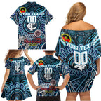 Custom Carlton Blues NAIDOC Week 2024 Family Matching Off Shoulder Short Dress and Hawaiian Shirt Mascot Football