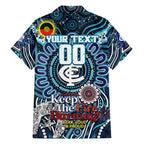 Custom Carlton Blues NAIDOC Week 2024 Family Matching Off Shoulder Short Dress and Hawaiian Shirt Mascot Football