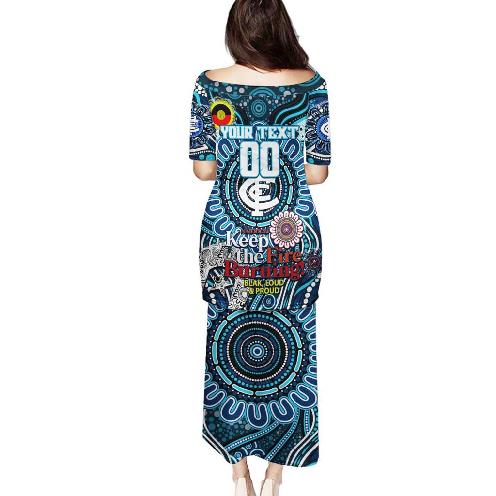Custom Carlton Blues NAIDOC Week 2024 Family Matching Puletasi and Hawaiian Shirt Mascot Football