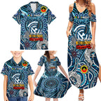 Custom Carlton Blues NAIDOC Week 2024 Family Matching Summer Maxi Dress and Hawaiian Shirt Mascot Football