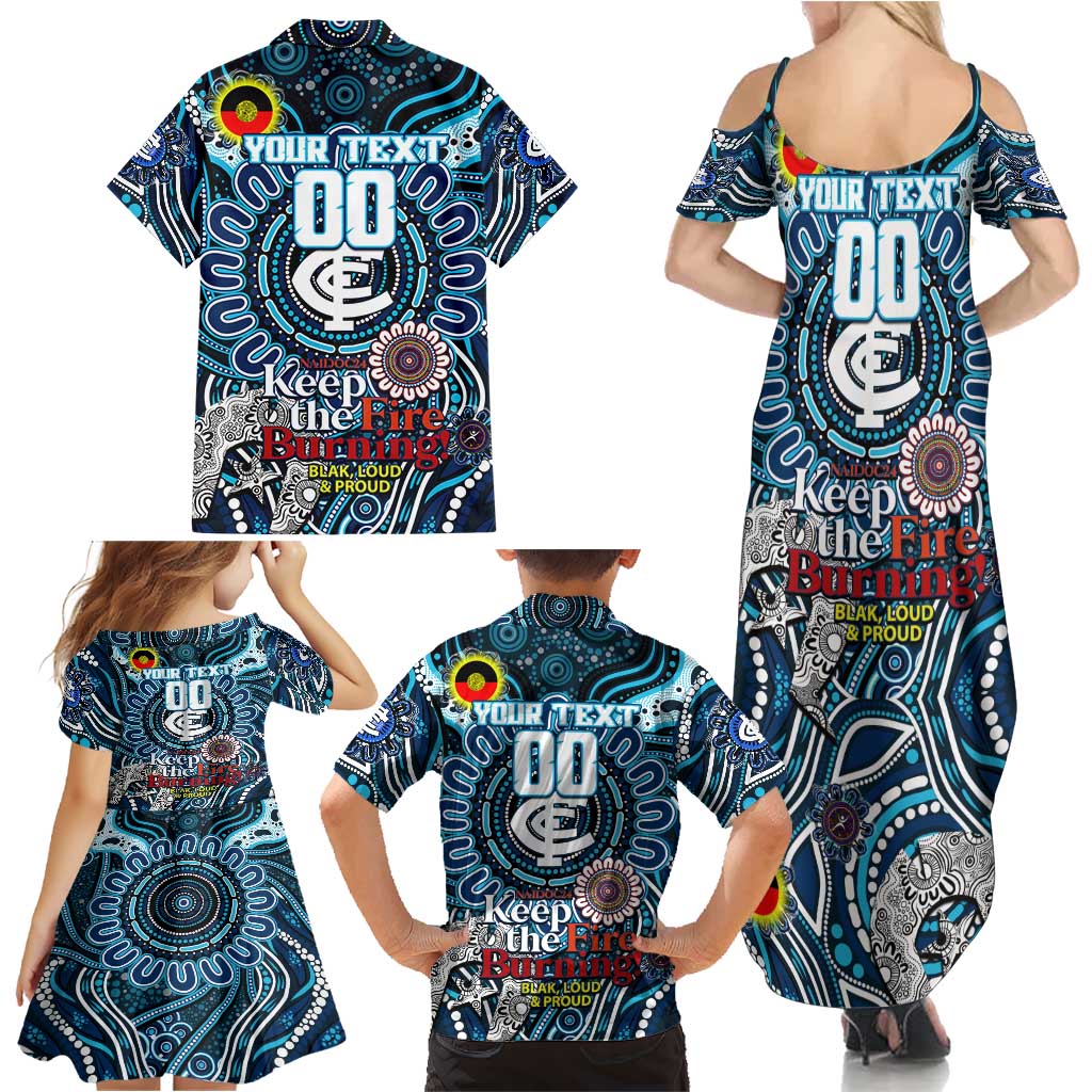 Custom Carlton Blues NAIDOC Week 2024 Family Matching Summer Maxi Dress and Hawaiian Shirt Mascot Football