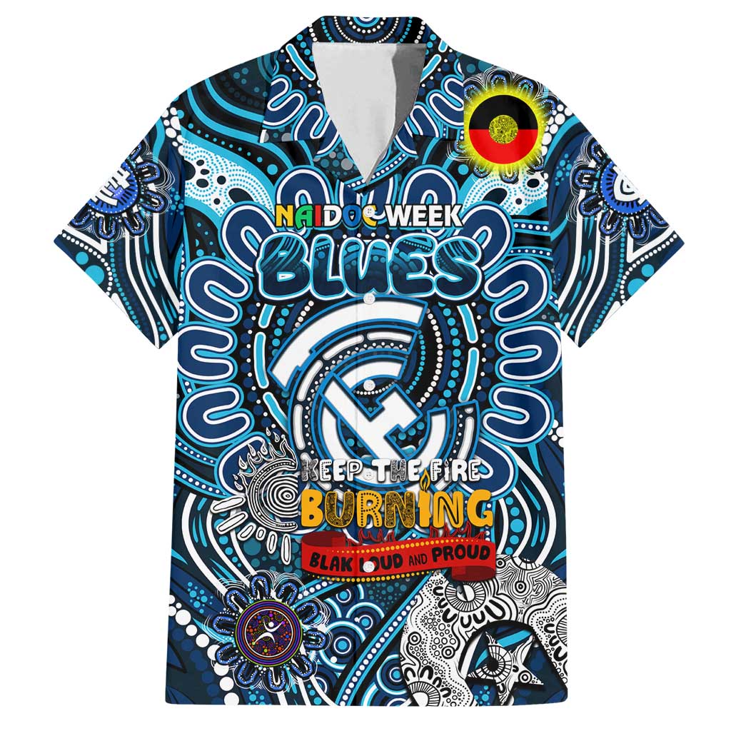 Custom Carlton Blues NAIDOC Week 2024 Family Matching Summer Maxi Dress and Hawaiian Shirt Mascot Football