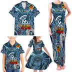 Custom Carlton Blues NAIDOC Week 2024 Family Matching Tank Maxi Dress and Hawaiian Shirt Mascot Football
