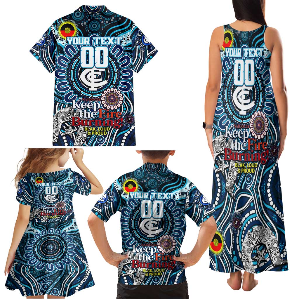 Custom Carlton Blues NAIDOC Week 2024 Family Matching Tank Maxi Dress and Hawaiian Shirt Mascot Football