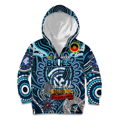 Custom Carlton Blues NAIDOC Week 2024 Kid Hoodie Mascot Football