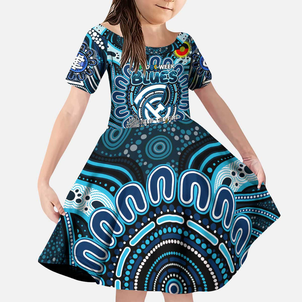 Custom Carlton Blues NAIDOC Week 2024 Kid Short Sleeve Dress Mascot Football