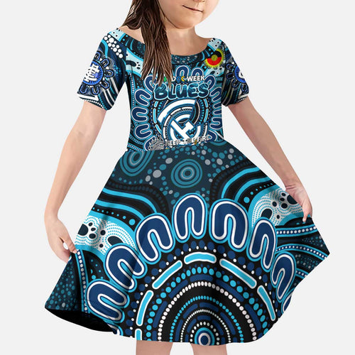 Custom Carlton Blues NAIDOC Week 2024 Kid Short Sleeve Dress Mascot Football