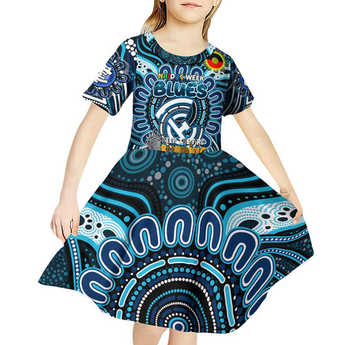 Custom Carlton Blues NAIDOC Week 2024 Kid Short Sleeve Dress Mascot Football