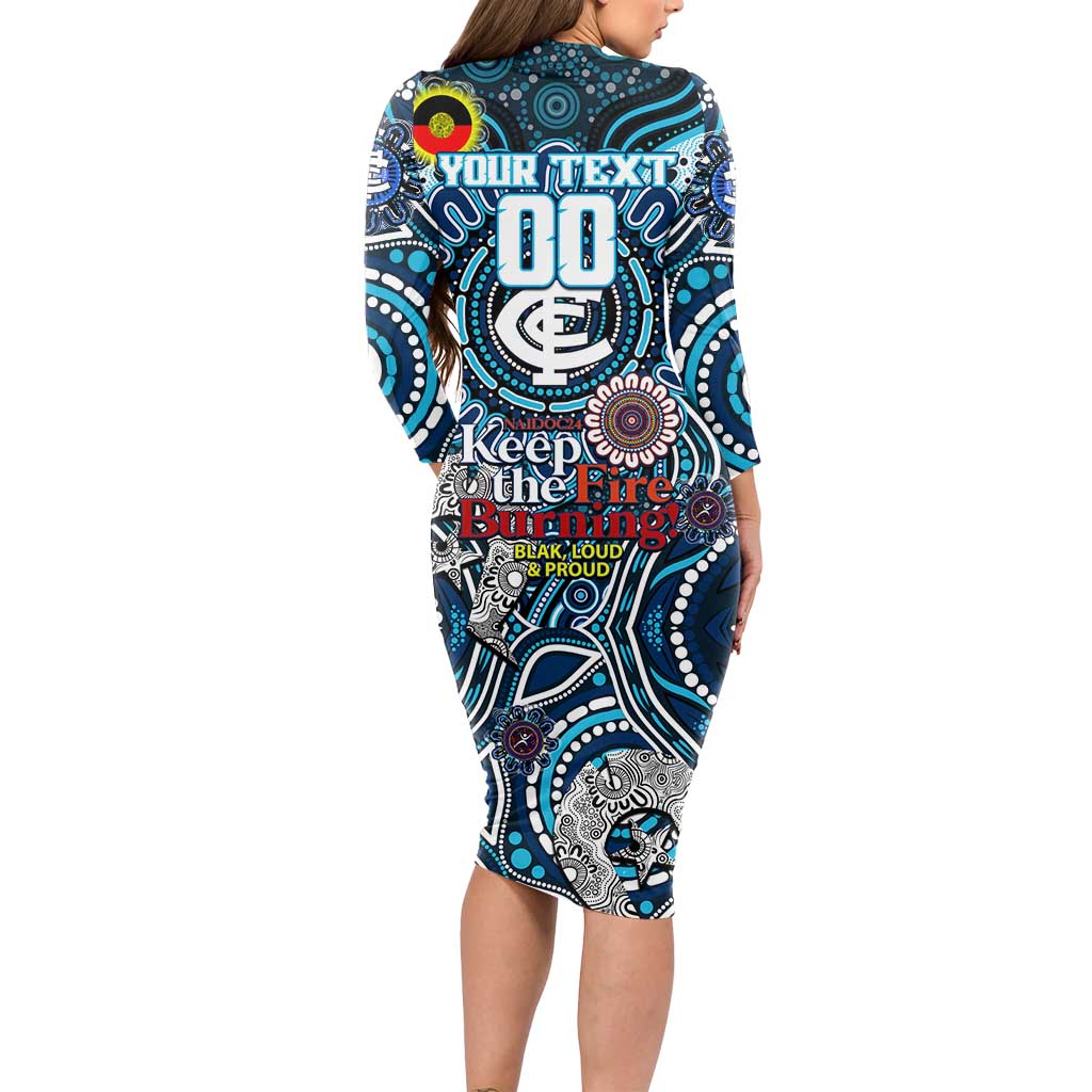 Custom Carlton Blues NAIDOC Week 2024 Long Sleeve Bodycon Dress Mascot Football