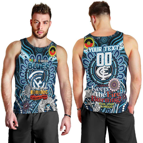 Custom Carlton Blues NAIDOC Week 2024 Men Tank Top Mascot Football