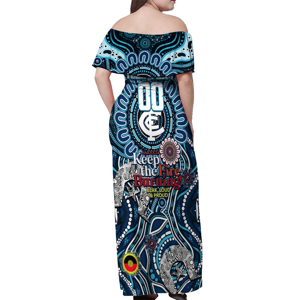 Custom Carlton Blues NAIDOC Week 2024 Off Shoulder Maxi Dress Mascot Football