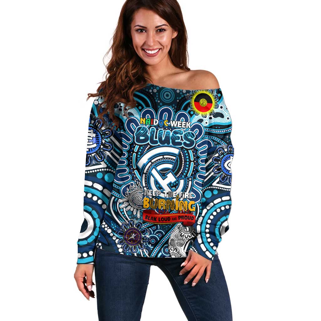 Custom Carlton Blues NAIDOC Week 2024 Off Shoulder Sweater Mascot Football