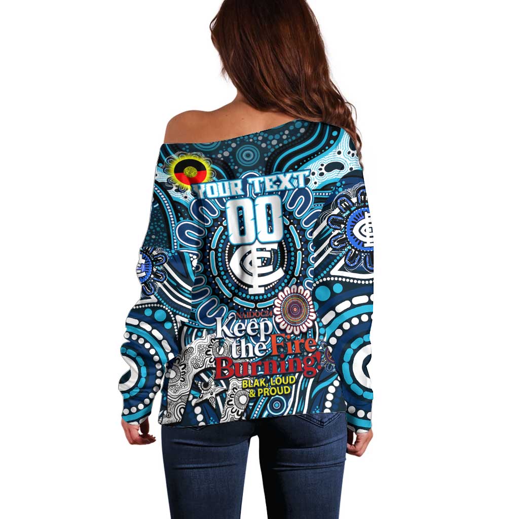 Custom Carlton Blues NAIDOC Week 2024 Off Shoulder Sweater Mascot Football