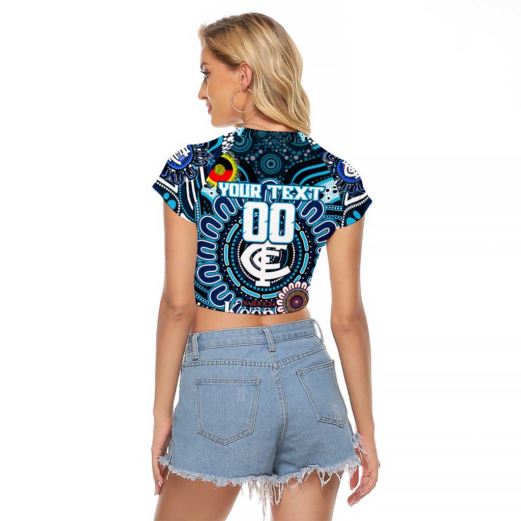 Custom Carlton Blues NAIDOC Week 2024 Raglan Cropped T Shirt Mascot Football
