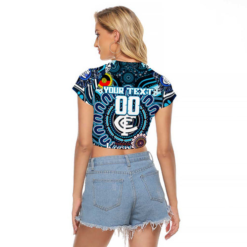 Custom Carlton Blues NAIDOC Week 2024 Raglan Cropped T Shirt Mascot Football