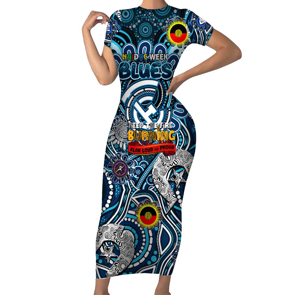 Custom Carlton Blues NAIDOC Week 2024 Short Sleeve Bodycon Dress Mascot Football