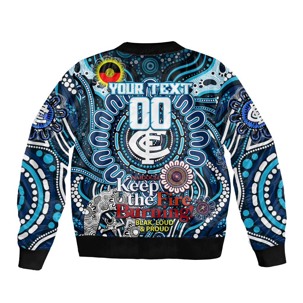 Custom Carlton Blues NAIDOC Week 2024 Sleeve Zip Bomber Jacket Mascot Football