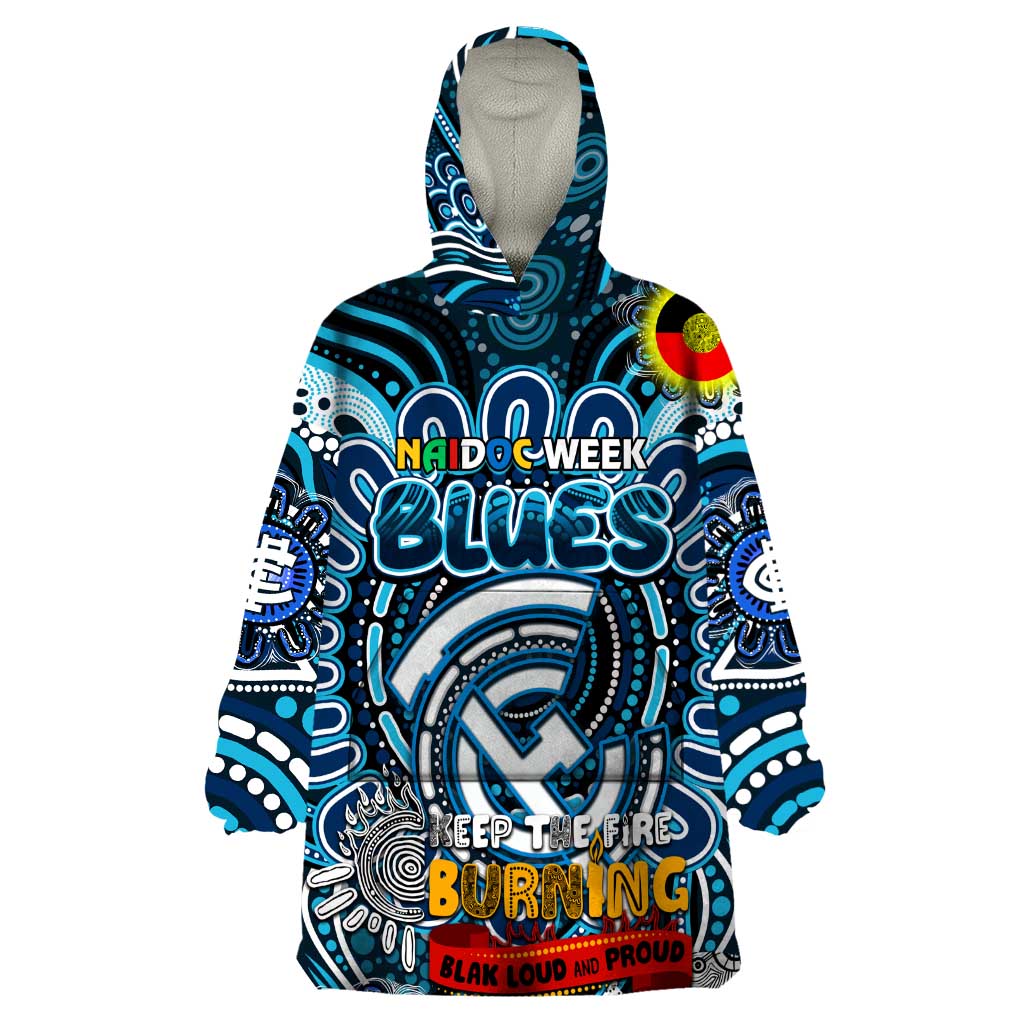 Custom Carlton Blues NAIDOC Week 2024 Wearable Blanket Hoodie Mascot Football