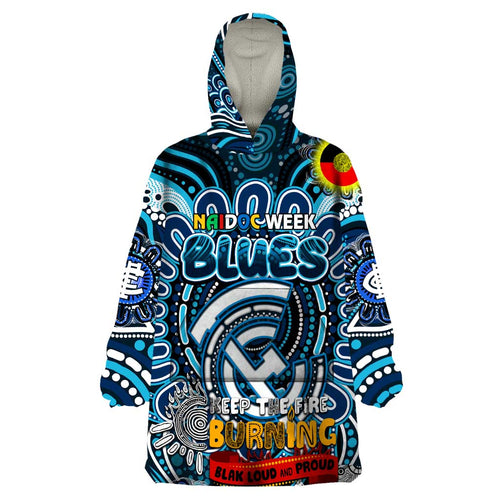 Custom Carlton Blues NAIDOC Week 2024 Wearable Blanket Hoodie Mascot Football
