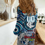 Custom Carlton Blues NAIDOC Week 2024 Women Casual Shirt Mascot Football