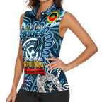Custom Carlton Blues NAIDOC Week 2024 Women Sleeveless Polo Shirt Mascot Football