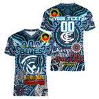 Custom Carlton Blues NAIDOC Week 2024 Women V-Neck T-Shirt Mascot Football