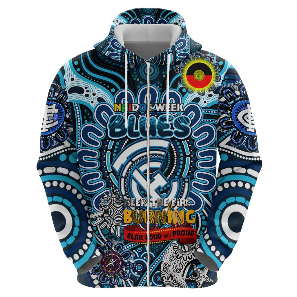 Custom Carlton Blues NAIDOC Week 2024 Zip Hoodie Mascot Football