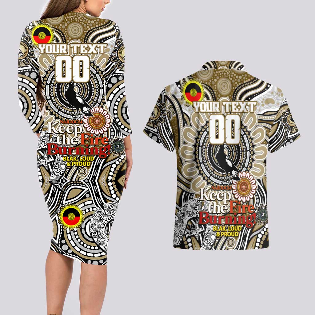 Custom Collingwood Magpies NAIDOC Week 2024 Couples Matching Long Sleeve Bodycon Dress and Hawaiian Shirt Mascot Football