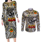 Custom Collingwood Magpies NAIDOC Week 2024 Couples Matching Long Sleeve Bodycon Dress and Long Sleeve Button Shirt Mascot Football