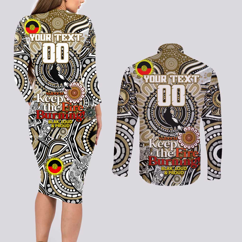 Custom Collingwood Magpies NAIDOC Week 2024 Couples Matching Long Sleeve Bodycon Dress and Long Sleeve Button Shirt Mascot Football