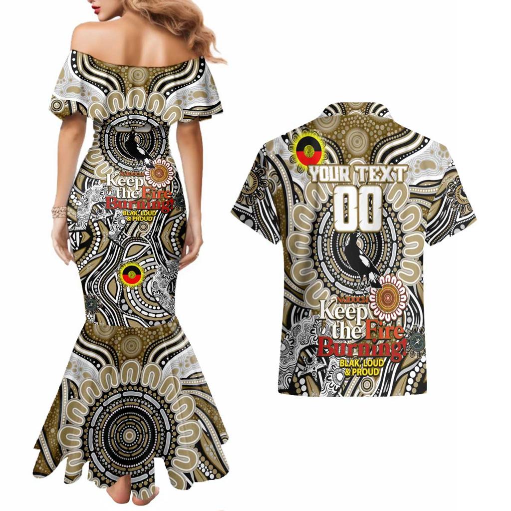 Custom Collingwood Magpies NAIDOC Week 2024 Couples Matching Mermaid Dress and Hawaiian Shirt Mascot Football