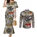 Custom Collingwood Magpies NAIDOC Week 2024 Couples Matching Mermaid Dress and Long Sleeve Button Shirt Mascot Football