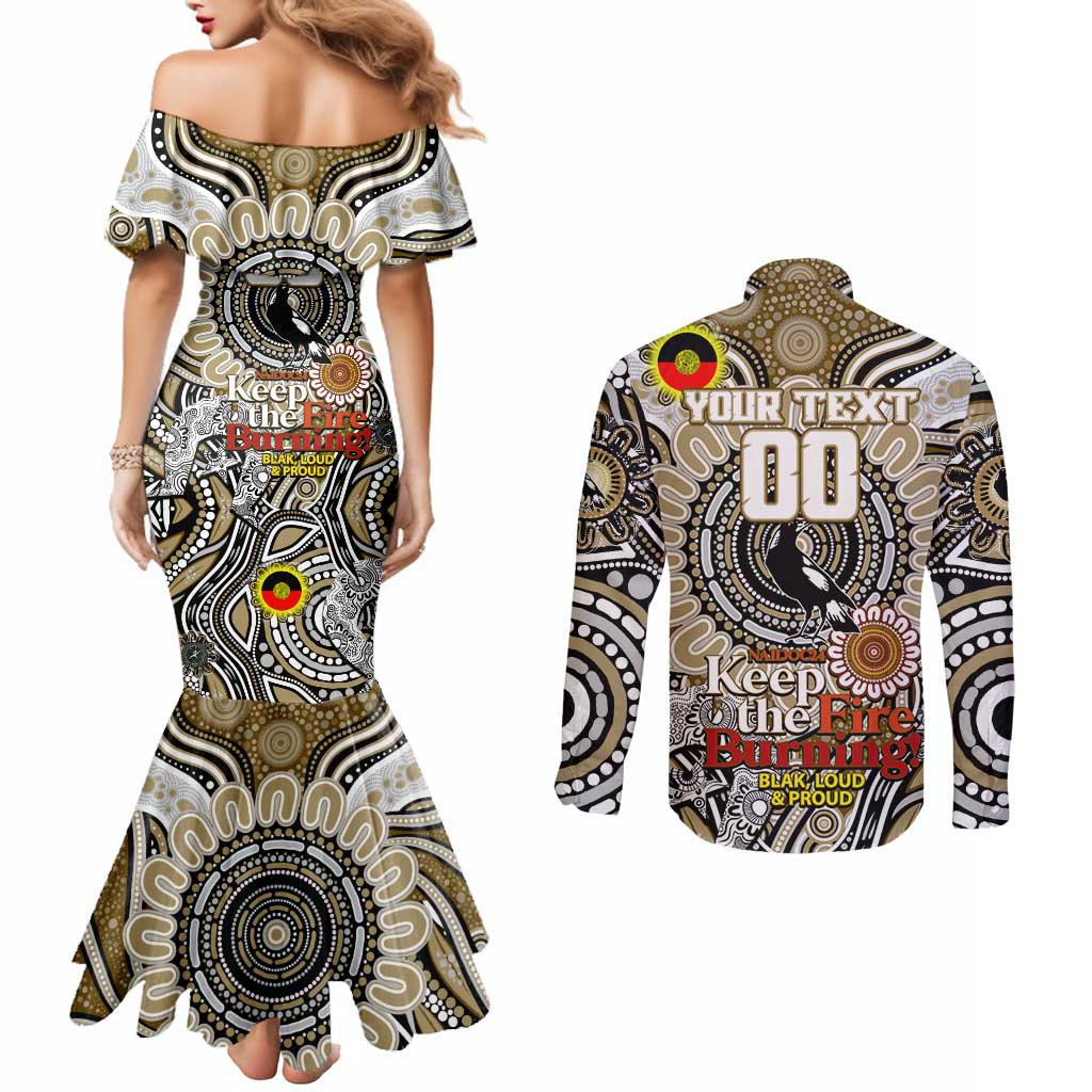 Custom Collingwood Magpies NAIDOC Week 2024 Couples Matching Mermaid Dress and Long Sleeve Button Shirt Mascot Football