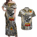 Custom Collingwood Magpies NAIDOC Week 2024 Couples Matching Off Shoulder Maxi Dress and Hawaiian Shirt Mascot Football