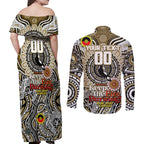 Custom Collingwood Magpies NAIDOC Week 2024 Couples Matching Off Shoulder Maxi Dress and Long Sleeve Button Shirt Mascot Football
